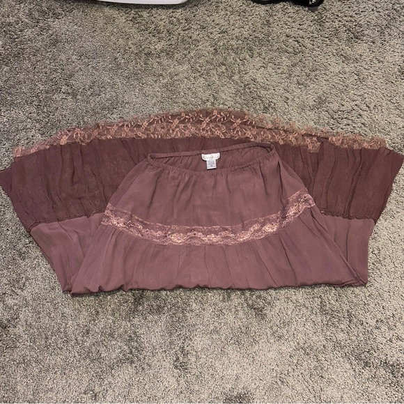 Paradise NY Brown Maxi Sequin and Beaded Tiered Skirt W/ Lace Hem - Picture 4 of 8